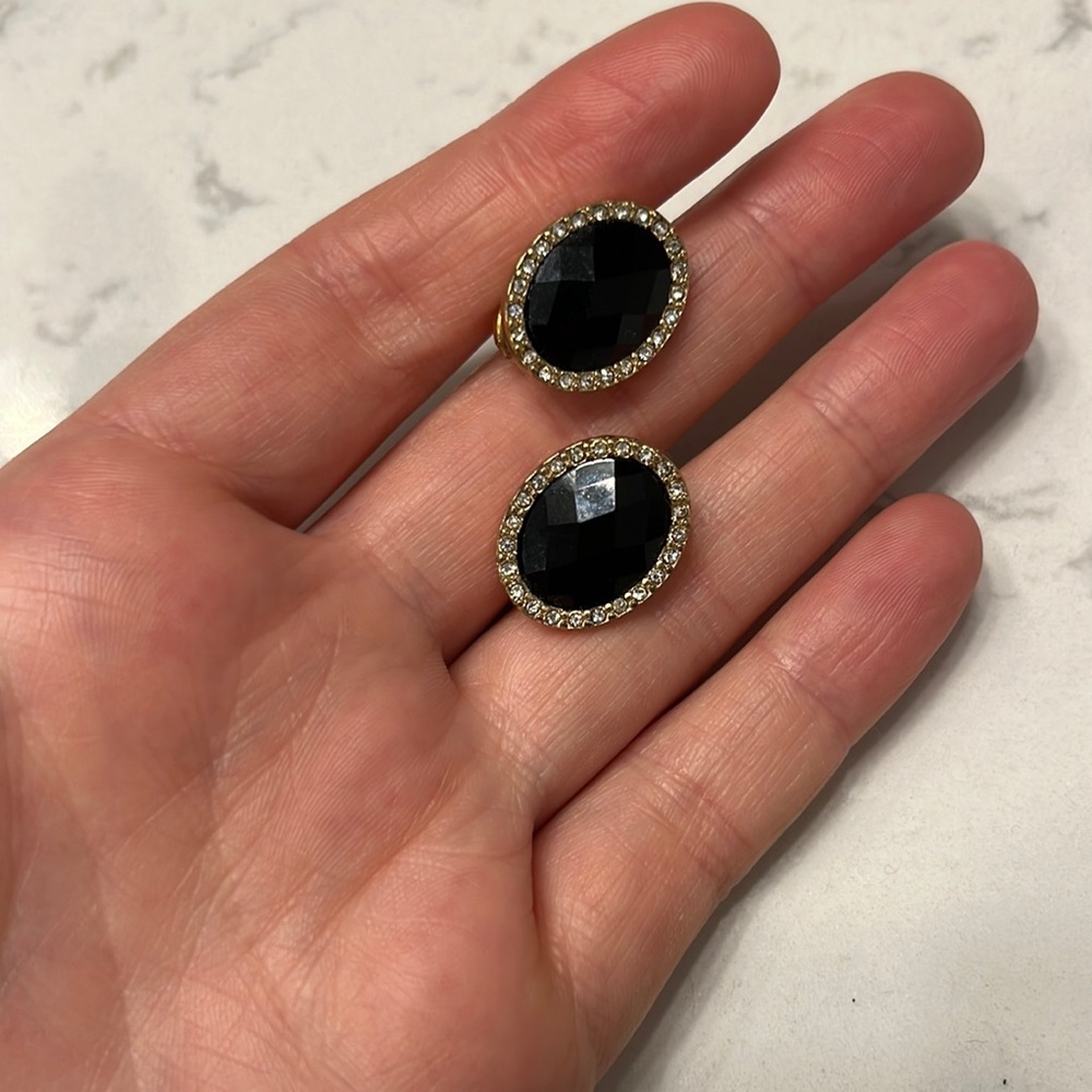 Black clip on earrings